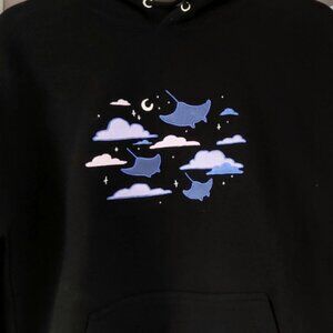 Leikya Manta Ray cute kawaii fashion hoodie sweater hood Black and purple large